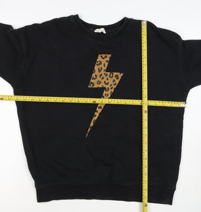 Sugarhill Brighton Women Black UK 12 Pullover Leopard Lightning Sweatshirt