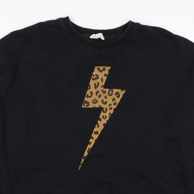 Sugarhill Brighton Women Black UK 12 Pullover Leopard Lightning Sweatshirt