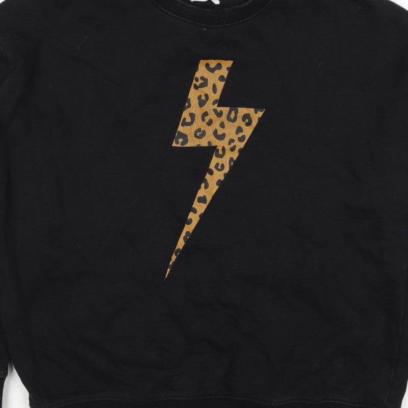 Sugarhill Brighton Women Black UK 12 Pullover Leopard Lightning Sweatshirt