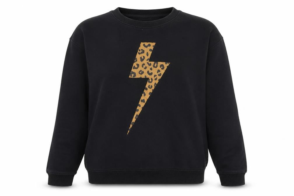 Sugarhill Brighton Women Black UK 12 Pullover Leopard Lightning Sweatshirt