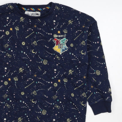 M&S Girls Blue Harry Potter Hogwarts Crest Pullover Sweatshirt 7 Years