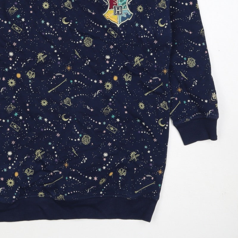 M&S Girls Blue Harry Potter Hogwarts Crest Pullover Sweatshirt 7 Years