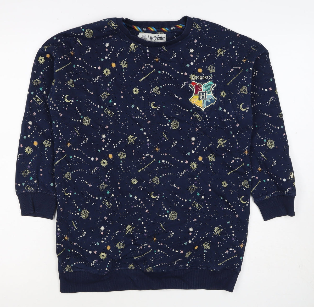 M&S Girls Blue Harry Potter Hogwarts Crest Pullover Sweatshirt 7 Years