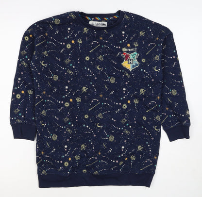 M&S Girls Blue Harry Potter Hogwarts Crest Pullover Sweatshirt 7 Years