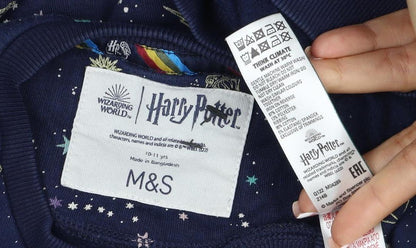 M&S Girls Blue Harry Potter Hogwarts Crest Pullover Sweatshirt 7 Years