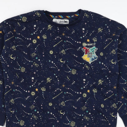 M&S Girls Blue Harry Potter Hogwarts Crest Pullover Sweatshirt 7 Years