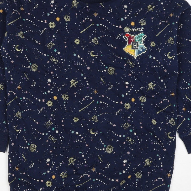 M&S Girls Blue Harry Potter Hogwarts Crest Pullover Sweatshirt 7 Years