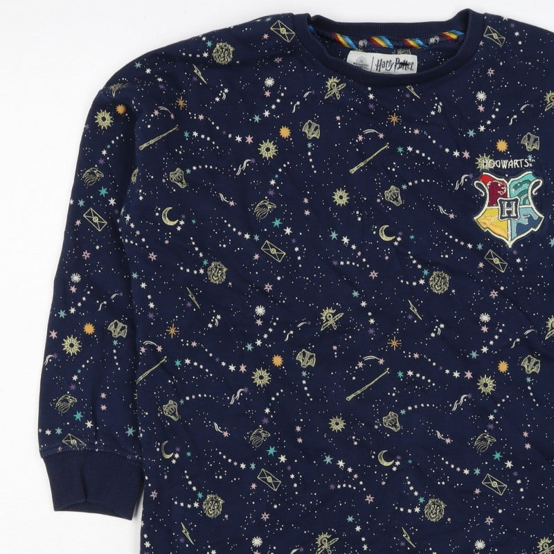 M&S Girls Blue Harry Potter Hogwarts Crest Pullover Sweatshirt 7 Years