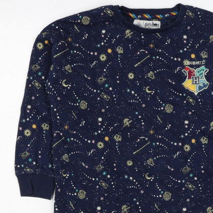 M&S Girls Blue Harry Potter Hogwarts Crest Pullover Sweatshirt 7 Years