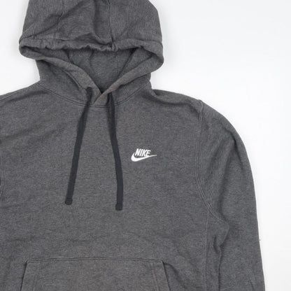 Nike Men’s Grey Small Pullover Hoodie Logo Fleece Drawstring