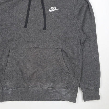Nike Men’s Grey Small Pullover Hoodie Logo Fleece Drawstring