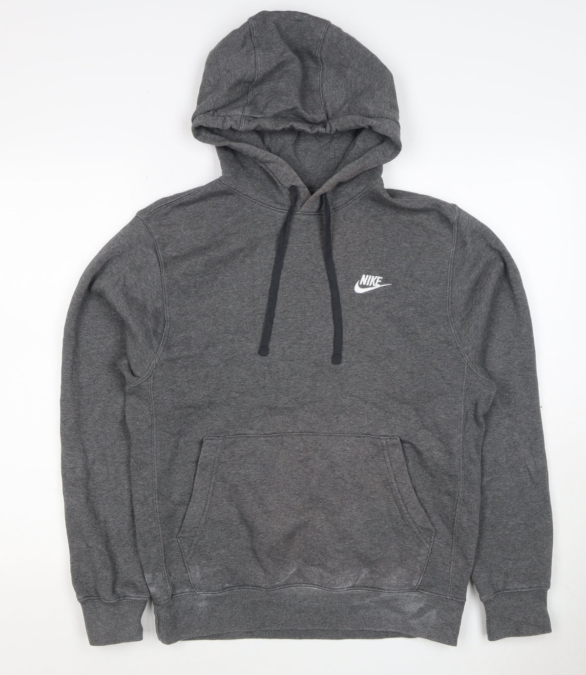 Nike Men’s Grey Small Pullover Hoodie Logo Fleece Drawstring