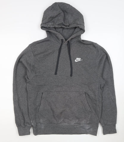 Nike Men’s Grey Small Pullover Hoodie Logo Fleece Drawstring