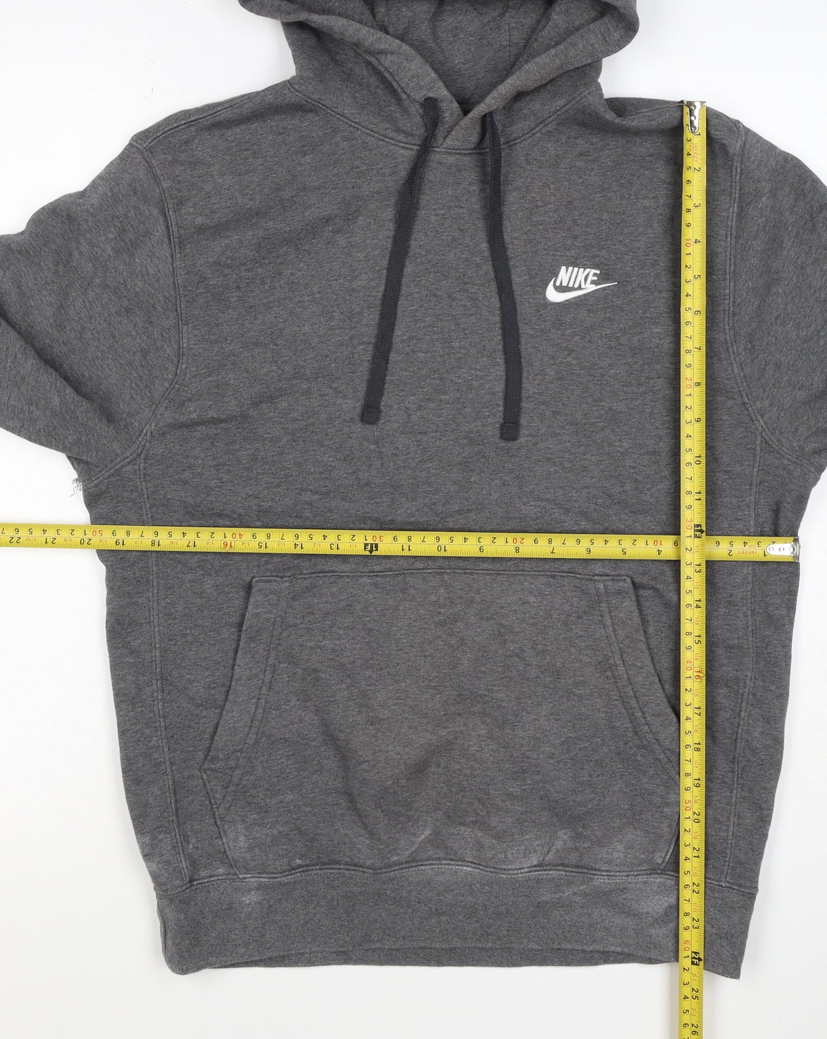 Nike Men’s Grey Small Pullover Hoodie Logo Fleece Drawstring