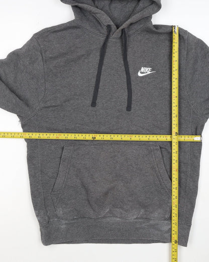 Nike Men’s Grey Small Pullover Hoodie Logo Fleece Drawstring