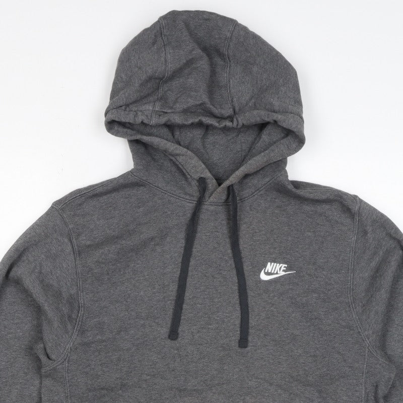 Nike Men’s Grey Small Pullover Hoodie Logo Fleece Drawstring