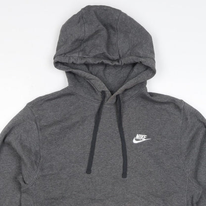Nike Men’s Grey Small Pullover Hoodie Logo Fleece Drawstring