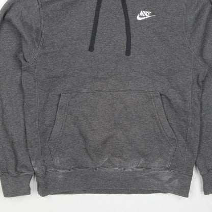 Nike Men’s Grey Small Pullover Hoodie Logo Fleece Drawstring
