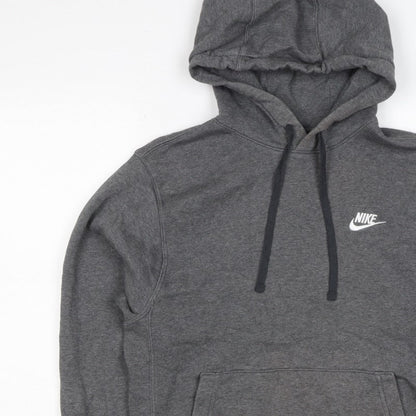 Nike Men’s Grey Small Pullover Hoodie Logo Fleece Drawstring