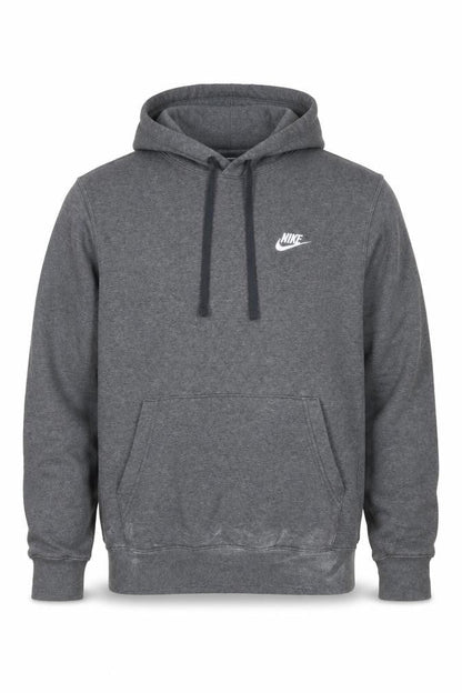 Nike Men’s Grey Small Pullover Hoodie Logo Fleece Drawstring