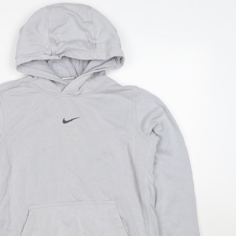 Nike Boys Grey 12-13 Years Pullover Hoodie Logo Pocket 20/21