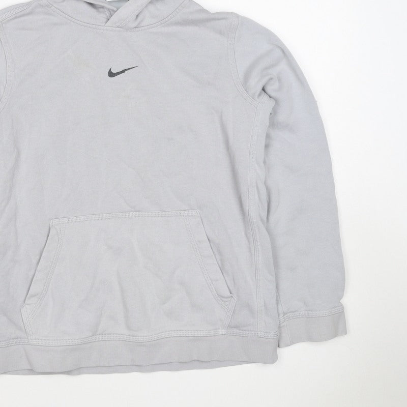 Nike Boys Grey 12-13 Years Pullover Hoodie Logo Pocket 20/21