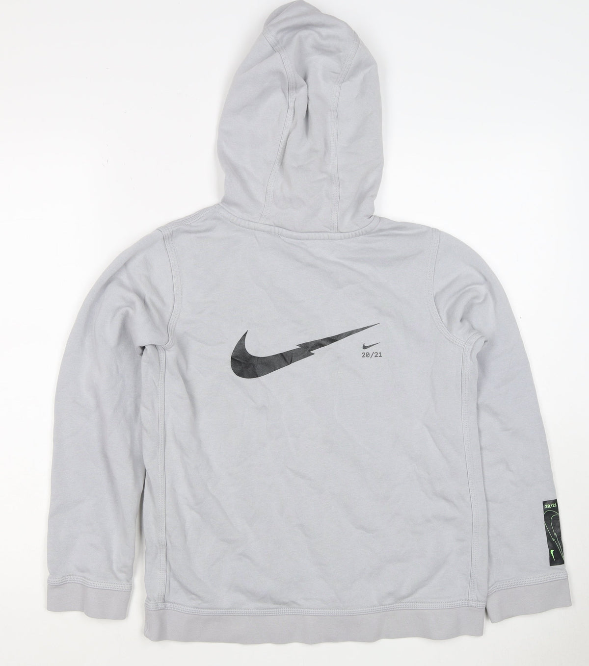 Nike Boys Grey 12-13 Years Pullover Hoodie Logo Pocket 20/21