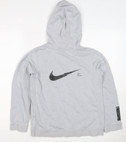 Nike Boys Grey 12-13 Years Pullover Hoodie Logo Pocket 20/21