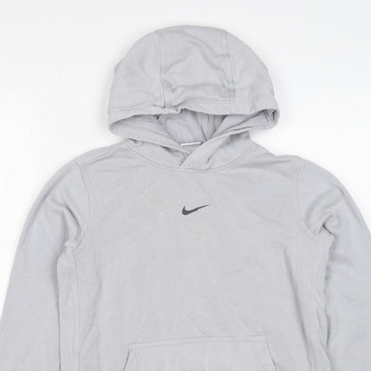 Nike Boys Grey 12-13 Years Pullover Hoodie Logo Pocket 20/21