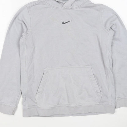 Nike Boys Grey 12-13 Years Pullover Hoodie Logo Pocket 20/21