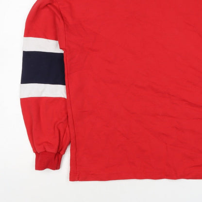 F&F Women Red Size 12 Colourblock Crew Neck Pullover Sweatshirt