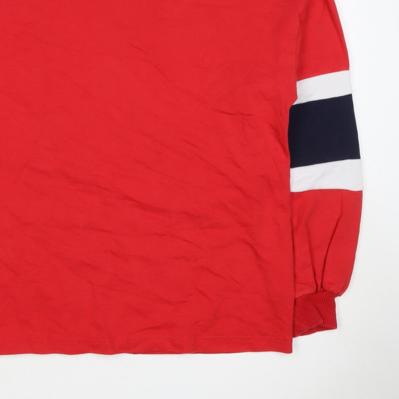 F&F Women Red Size 12 Colourblock Crew Neck Pullover Sweatshirt
