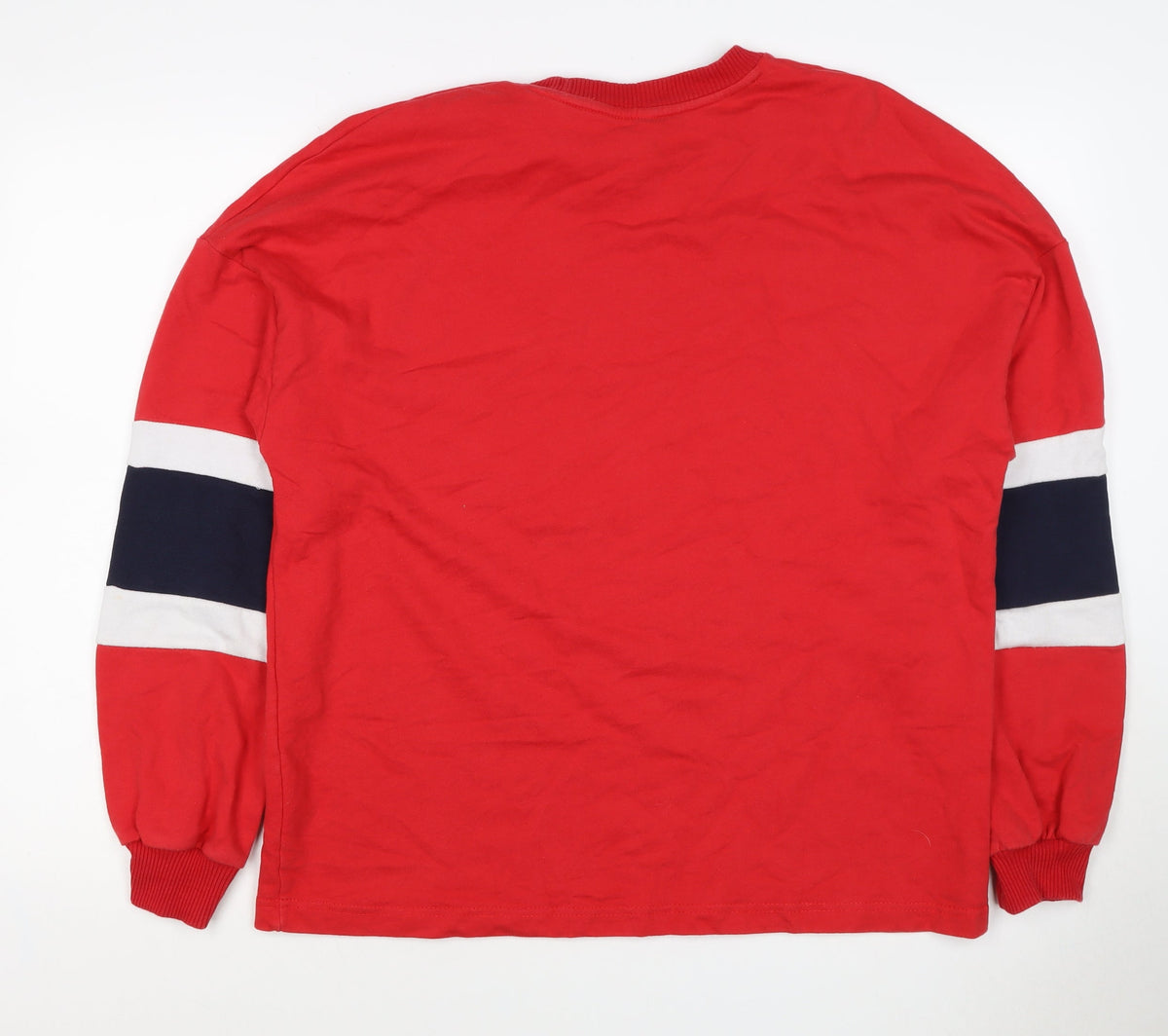 F&F Women Red Size 12 Colourblock Crew Neck Pullover Sweatshirt