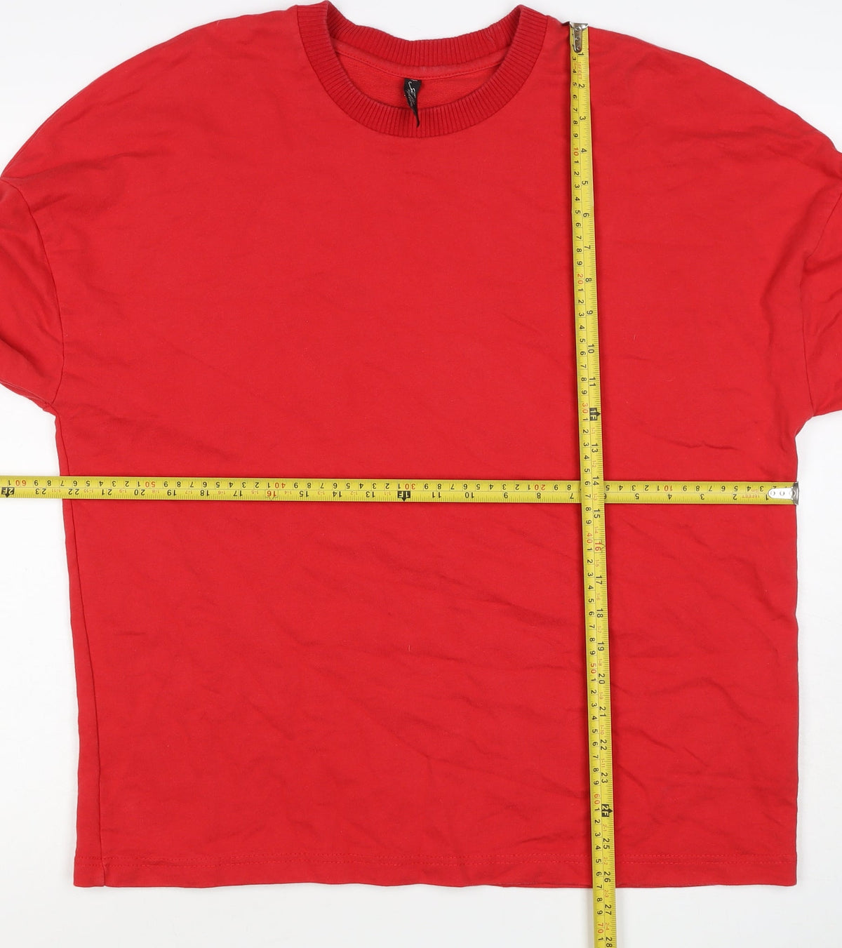 F&F Women Red Size 12 Colourblock Crew Neck Pullover Sweatshirt