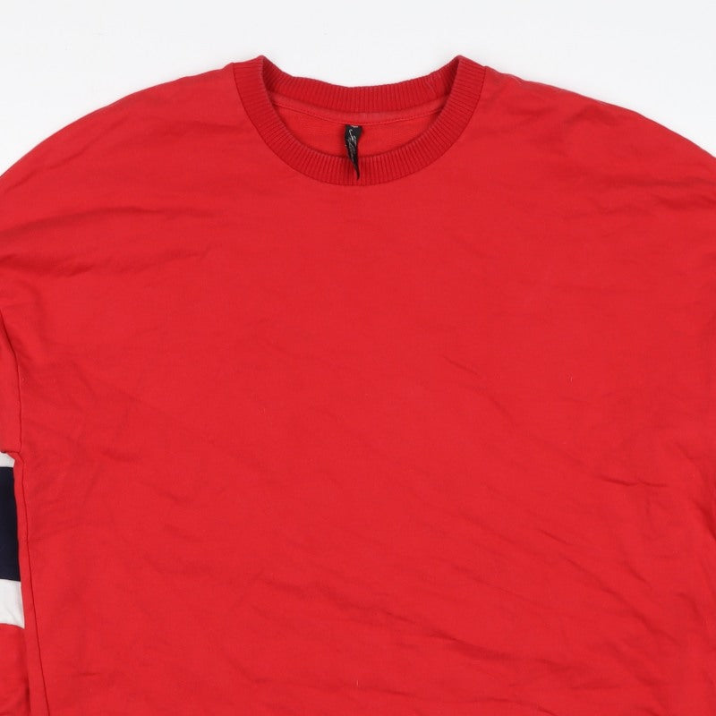 F&F Women Red Size 12 Colourblock Crew Neck Pullover Sweatshirt