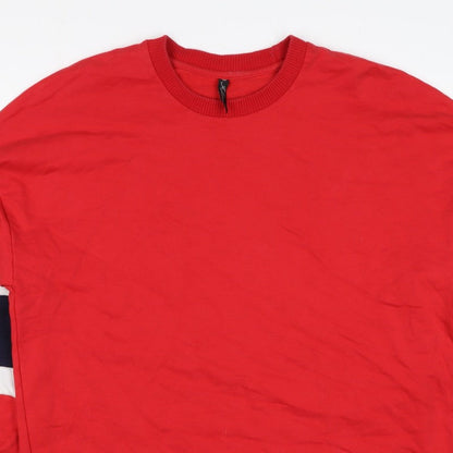 F&F Women Red Size 12 Colourblock Crew Neck Pullover Sweatshirt