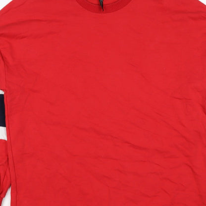 F&F Women Red Size 12 Colourblock Crew Neck Pullover Sweatshirt
