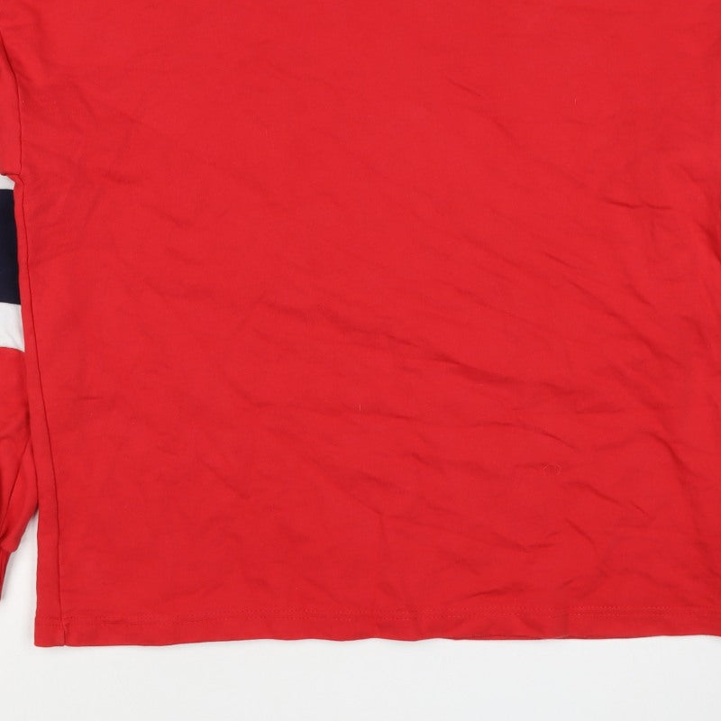 F&F Women Red Size 12 Colourblock Crew Neck Pullover Sweatshirt
