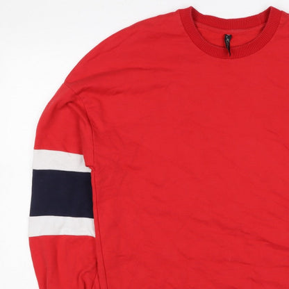 F&F Women Red Size 12 Colourblock Crew Neck Pullover Sweatshirt
