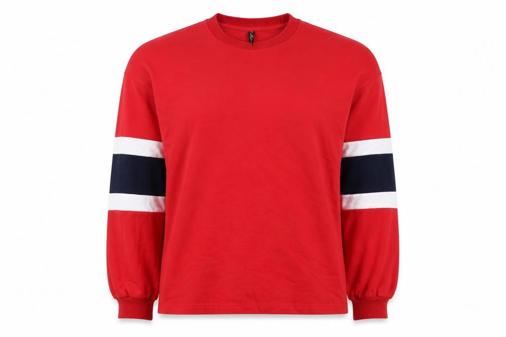 F&F Women Red Size 12 Colourblock Crew Neck Pullover Sweatshirt