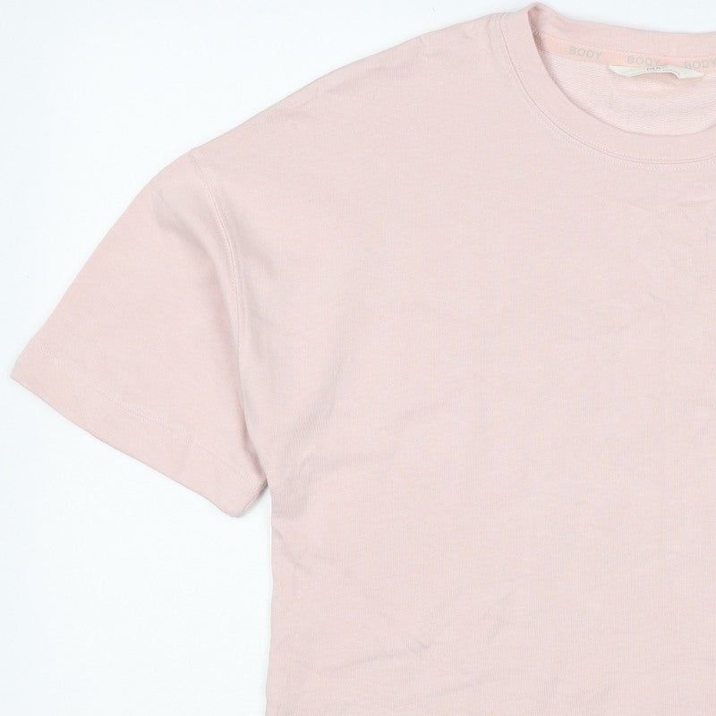 Marks and Spencer Women Pink M Basic Cotton Pocket Crew Neck T-Shirt
