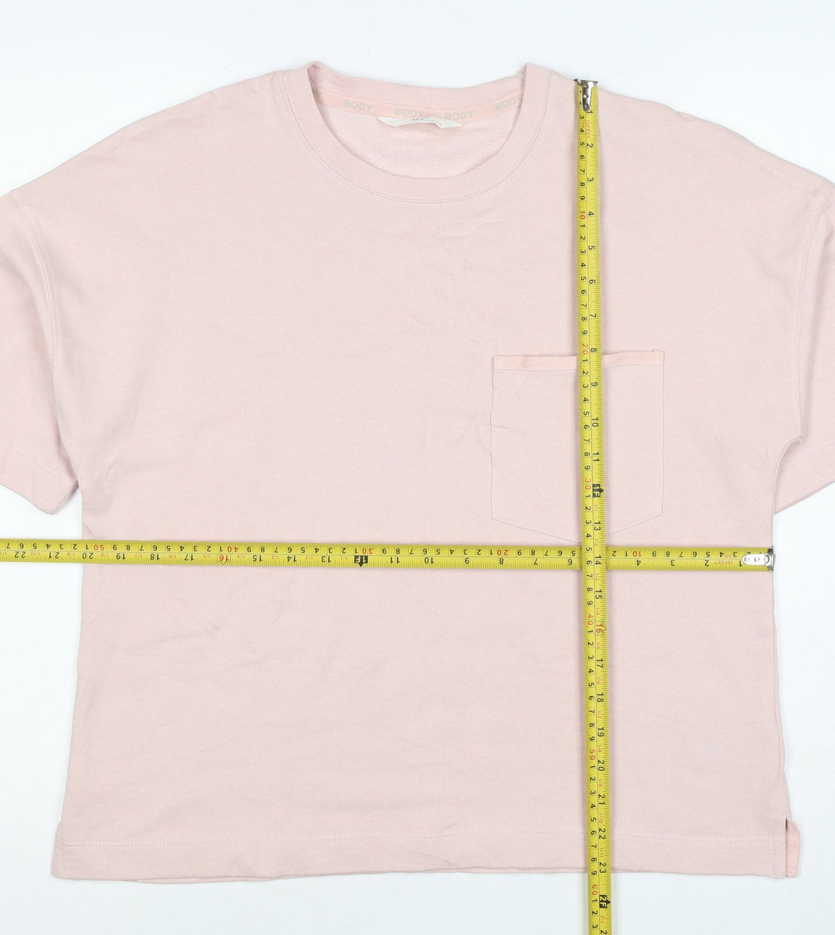 Marks and Spencer Women Pink M Basic Cotton Pocket Crew Neck T-Shirt
