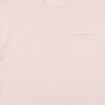 Marks and Spencer Women Pink M Basic Cotton Pocket Crew Neck T-Shirt