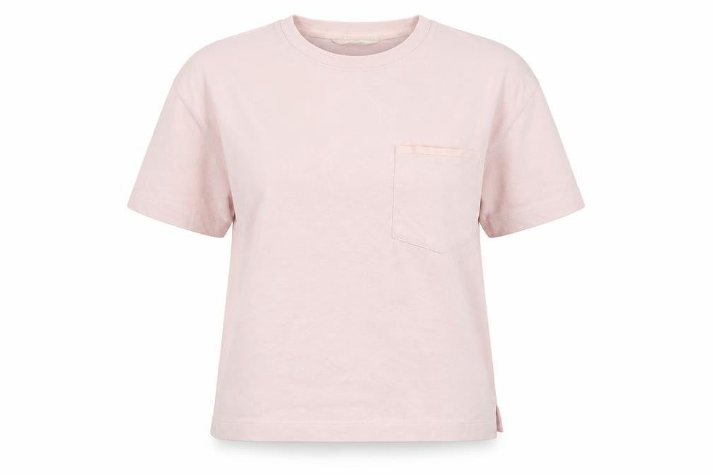 Marks and Spencer Women Pink M Basic Cotton Pocket Crew Neck T-Shirt