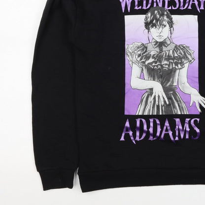 Wednesday Girls Black 13-14 Years Pullover Graphic Sweatshirt