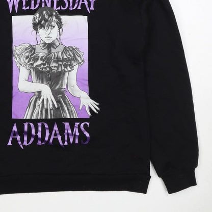 Wednesday Girls Black 13-14 Years Pullover Graphic Sweatshirt