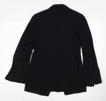 Massimo Dutti Women Black UK 6 Tailored Lined Single-Breasted Blazer