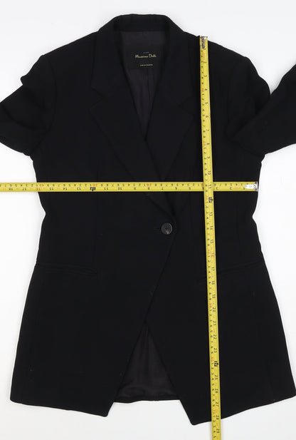 Massimo Dutti Women Black UK 6 Tailored Lined Single-Breasted Blazer