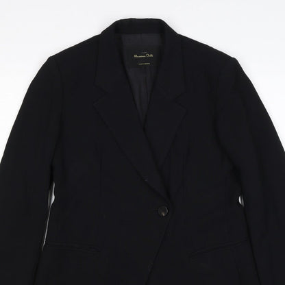 Massimo Dutti Women Black UK 6 Tailored Lined Single-Breasted Blazer