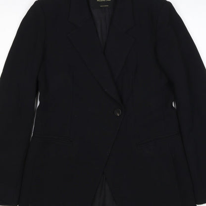 Massimo Dutti Women Black UK 6 Tailored Lined Single-Breasted Blazer